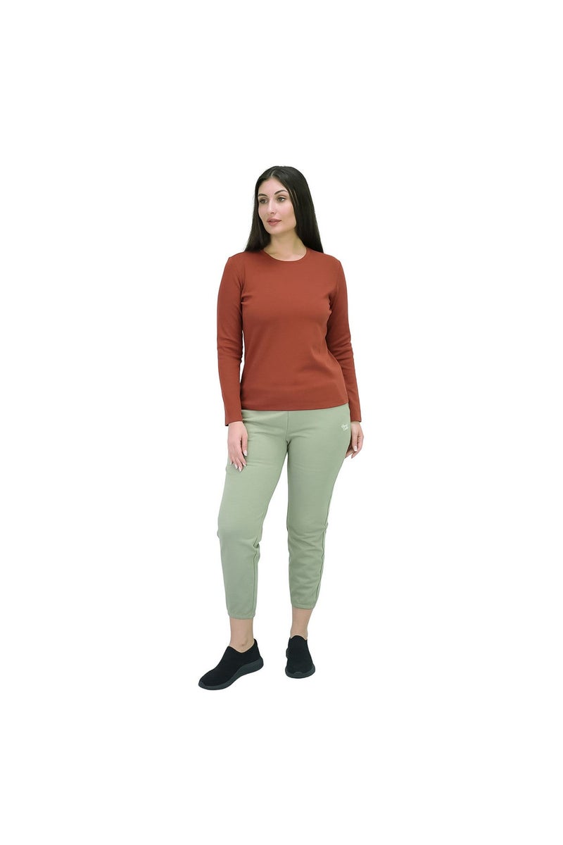 GIORDANO Brown Stretch Crewneck Tee for Women - Image 2